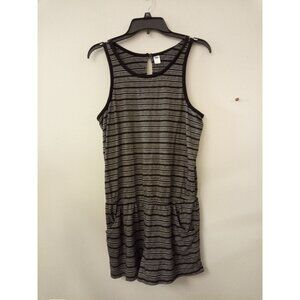Old Navy Women's Black and White Striped Tank Top Romper with Pockets Si…